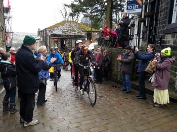 BBC charity tandem cycle ride in Haworth