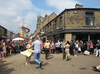 Dancing in the street at the Brighouse 1940s Weekend