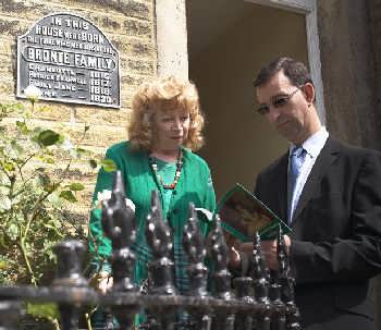 Eddisons� Tony Webber and the Bronte Society�s Angela Crow at the Bronte birthplace in Thornton, Bradford