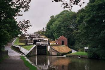 The Five Rise Locks on the Leeds Liverpool canal at Bingley