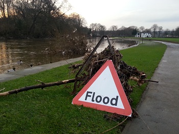 Aftermath of flooding in Roberts Park, Saltaire