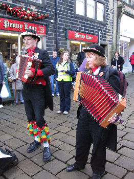 Morris dancers at the Scroggling the Holly event in Haworth