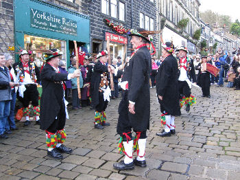 Morris dancers at the Scroggling the Holly event in Haworth