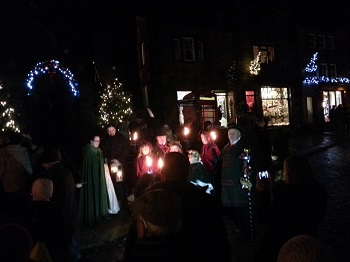 Christmas torchlight procession in Haworth