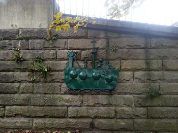 Pirate ship at the Aire Sculpture Trail in Saltaire