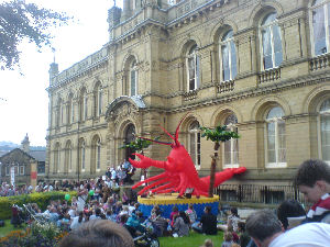 giant inflatable lobster at the Saltaire Festival