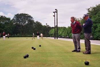 Playing bowls in Lister Park, Manningham, Bradford, West Yorkshire