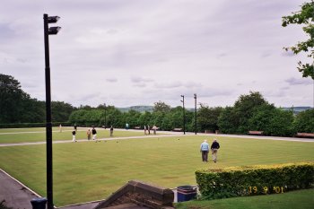 Playing bowls in Lister Park, Manningham, Bradford, West Yorkshire