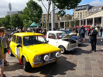 Classic 1960s minis at the Bradford Classic event in Bradford