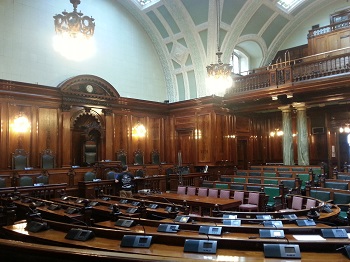 The council chamber in City Hall, Bradford