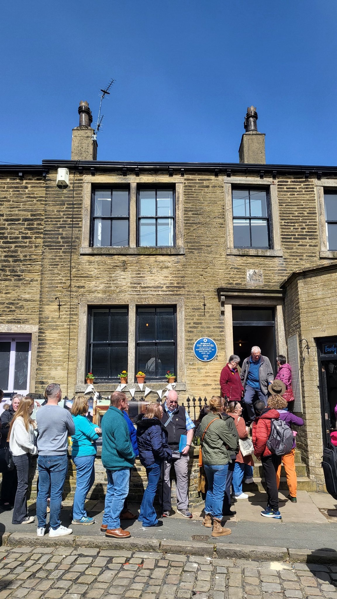Crowds queuing outside the Bronte Birthplace