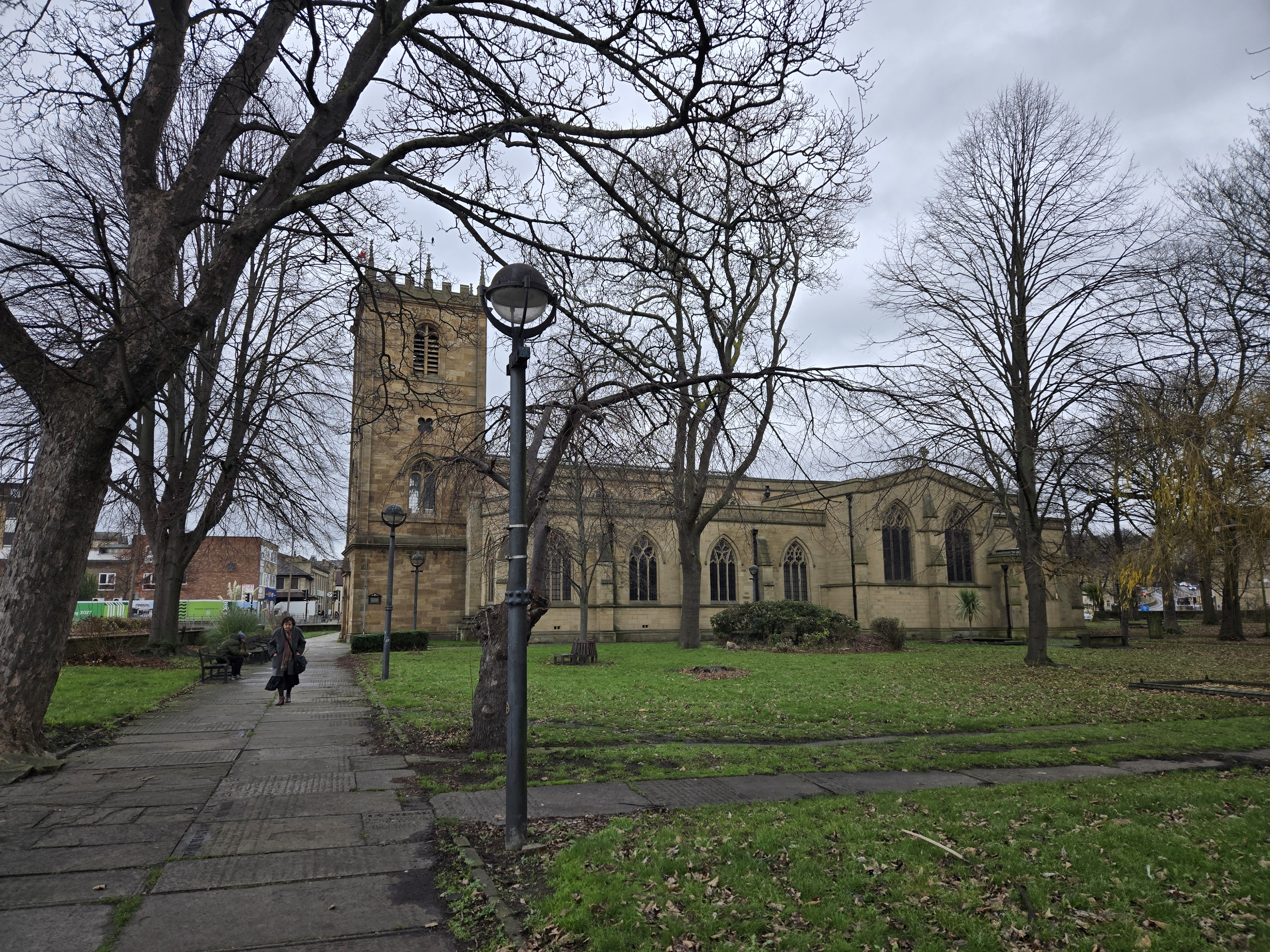 Church with graveyard and path in foreground