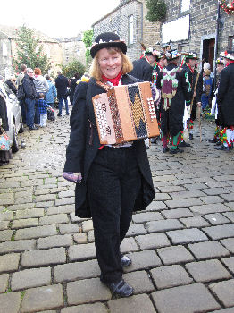 Morris dancers at the Scroggling the Holly event in Haworth
