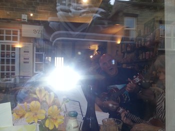 Ukelele playing session at the Haworth Festival