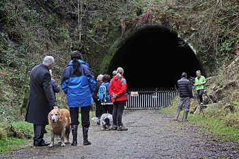 Campaigners at entrance to the Queensbury Tunnel