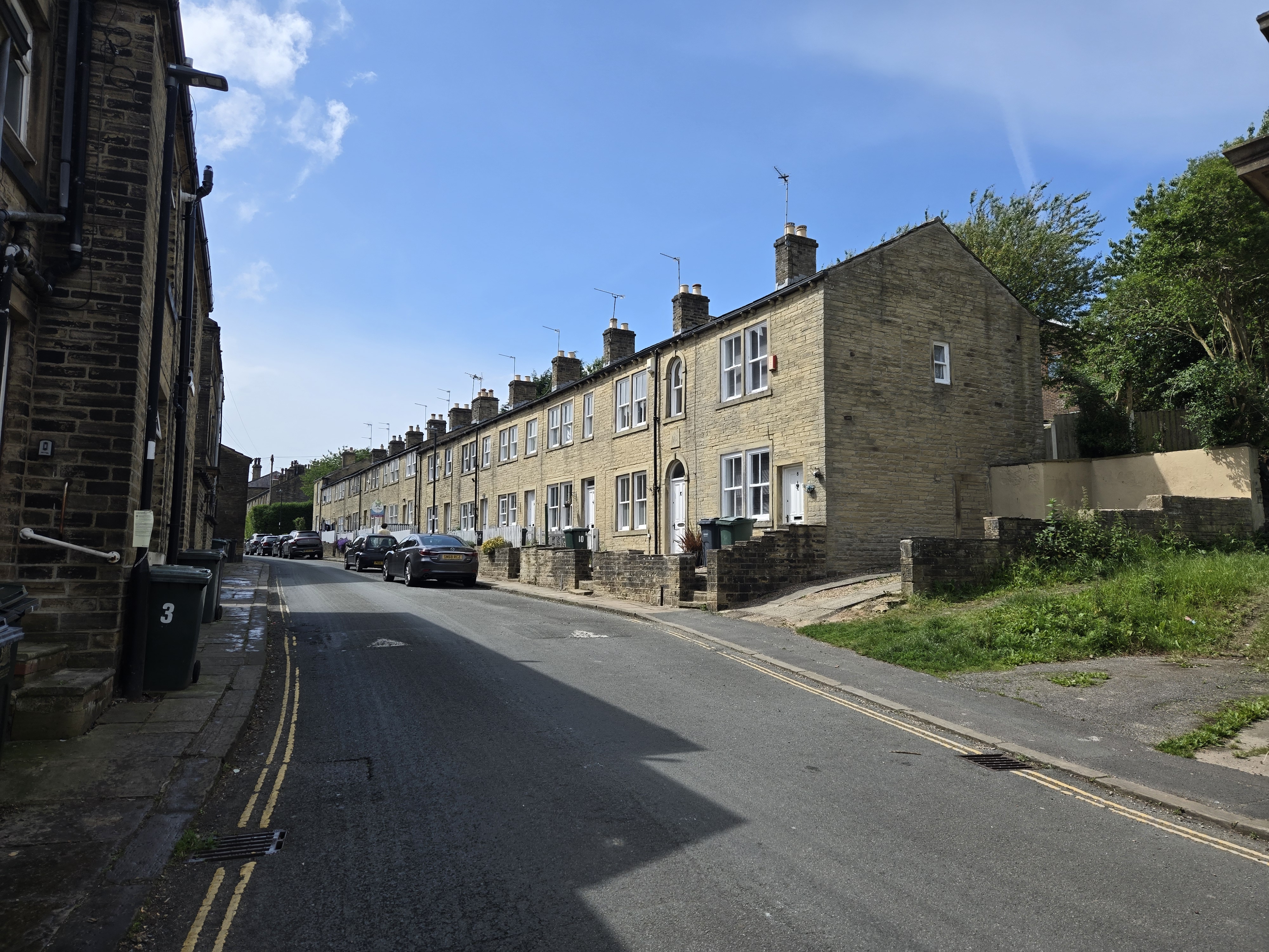 Line of cottages on road